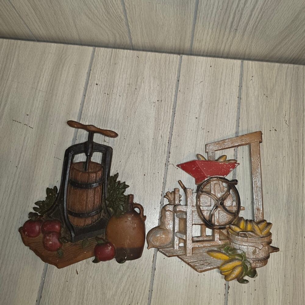 Vtg Cast Iron Antique Wine/Corn Tools Wall Plaques Art Primitive Tools Decor
